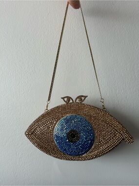 Crystal Eye Evening Bag in Gold and Blue